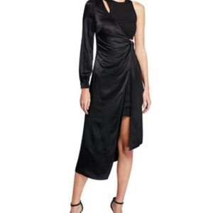 Donna Mizani One-Sleeve Asymetric Wrap Dress S